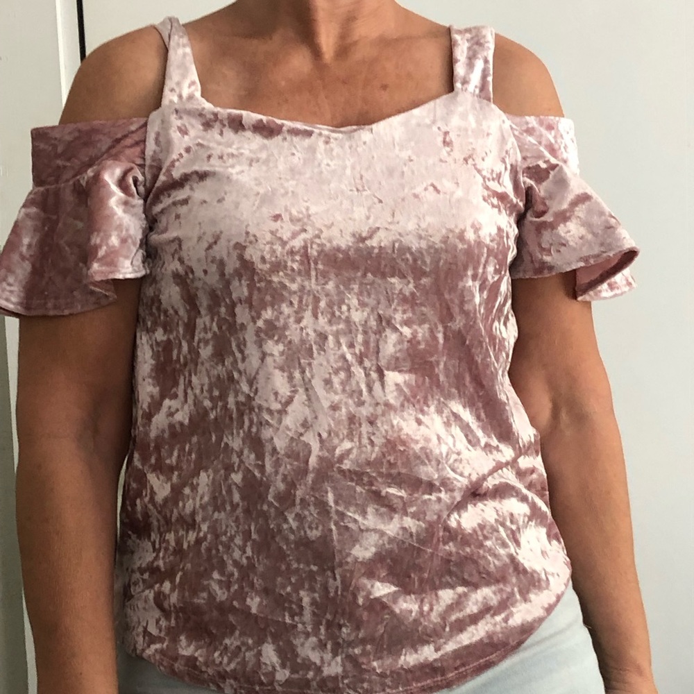 Suede cold shoulder blouse